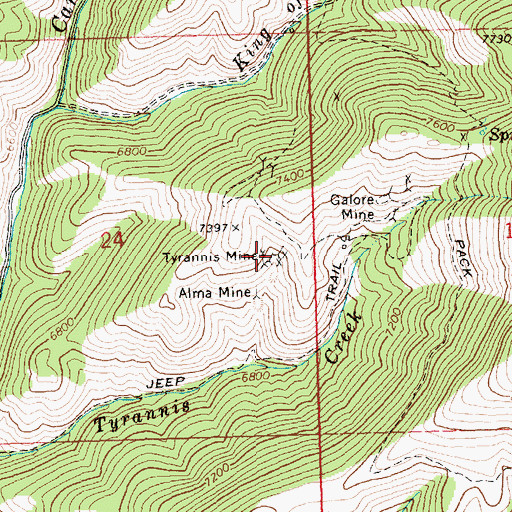 Topographic Map of Tyrannis Mine, ID