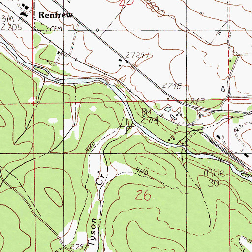Topographic Map of Tyson Creek, ID