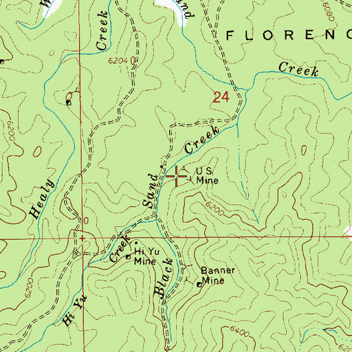 Topographic Map of US Mine, ID