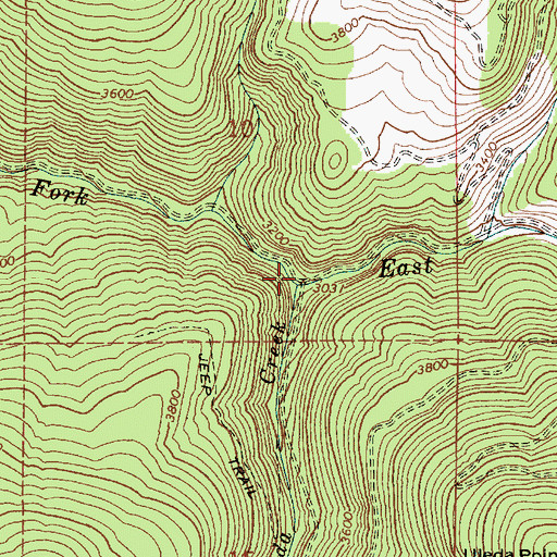 Topographic Map of Uleda Creek, ID