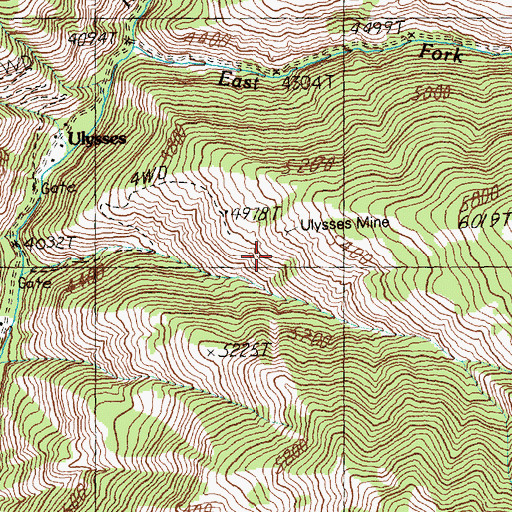 Topographic Map of Ulysses Mine, ID
