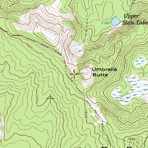 Topographic Map of Umbrella Butte, ID