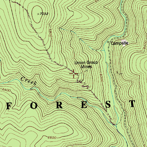 Topographic Map of Union Group Mines, ID