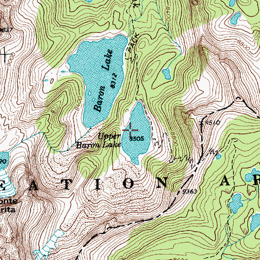Topographic Map of Upper Baron Lake, ID