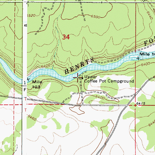 Topographic Map of Upper Coffee Pot Campground, ID
