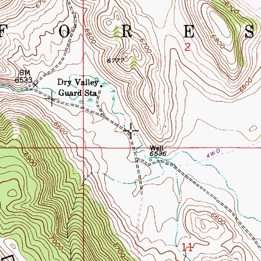 Topographic Map of Upper Dry Valley, ID