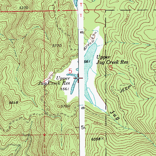 Topographic Map of Upper Jug Creek Reservoir, ID