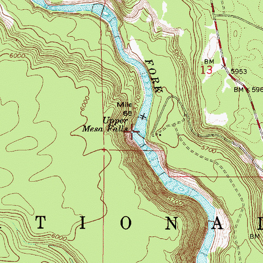 Topographic Map of Upper Mesa Falls, ID