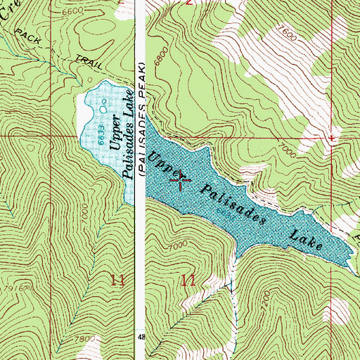 Topographic Map of Upper Palisades Lake, ID