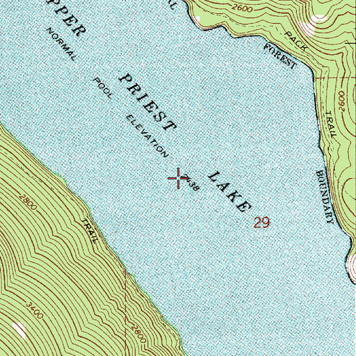 Topographic Map of Upper Priest Lake, ID