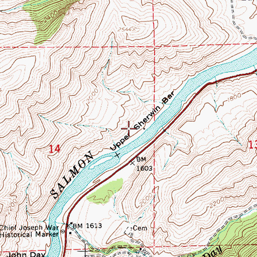 Topographic Map of Upper Sherwin Bar, ID