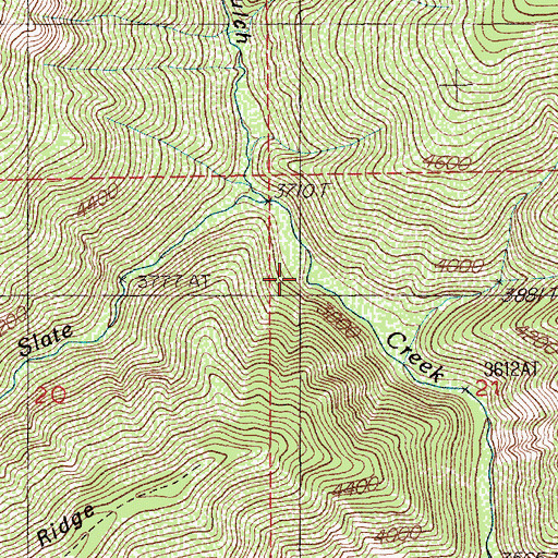 Topographic Map of Upper Slate Creek Trail, ID