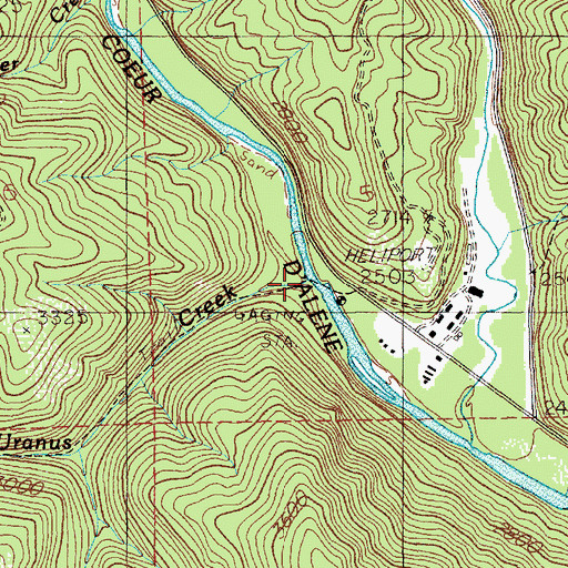Topographic Map of Uranus Creek, ID