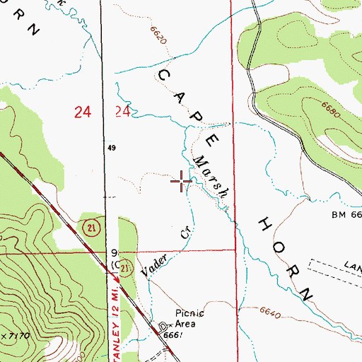 Topographic Map of Vader Creek, ID