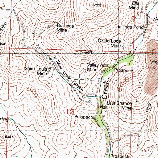 Topographic Map of Valley Arco Mine, ID