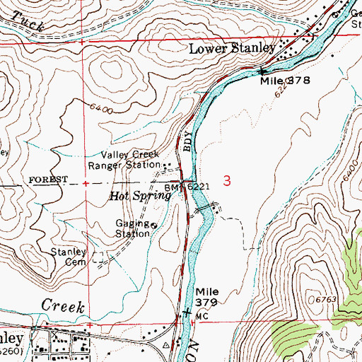 Topographic Map of Valley Creek, ID