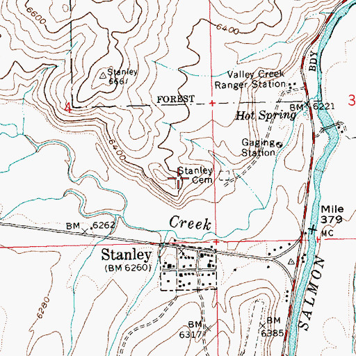 Topographic Map of Valley Creek Ranger Station, ID