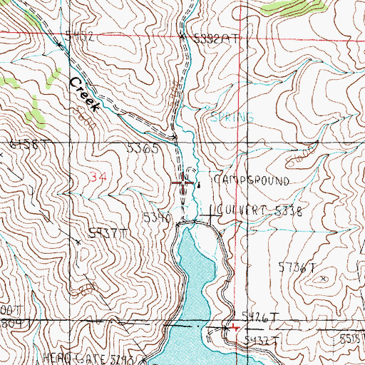 Topographic Map of Van Camp Creek, ID