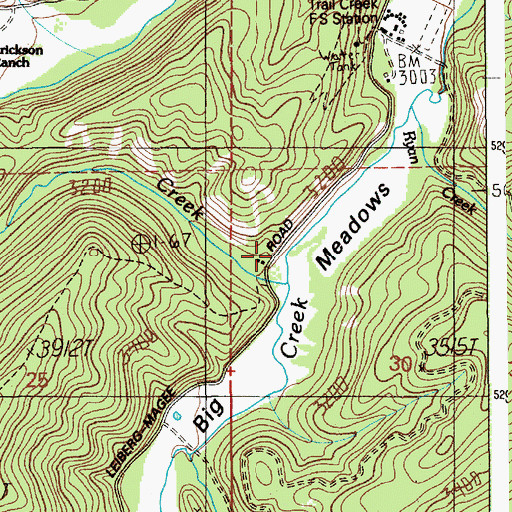 Topographic Map of Van Hoosier Creek, ID