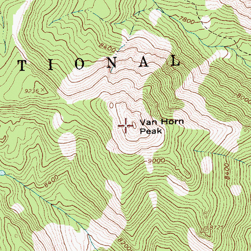Topographic Map of Van Horn Peak, ID