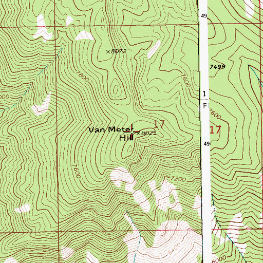 Topographic Map of Van Meter Hill, ID