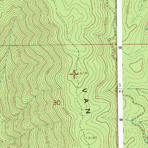 Topographic Map of Van Ridge, ID