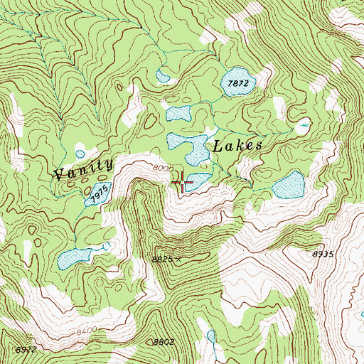 Topographic Map of Vanity Lakes, ID