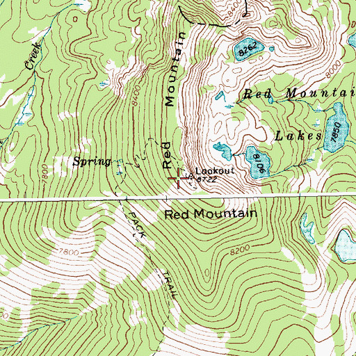 Topographic Map of Red Mountain, ID