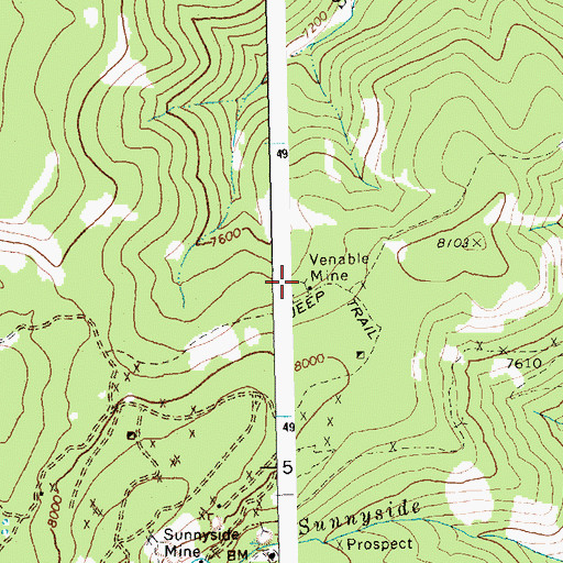 Topographic Map of Venable Mine, ID