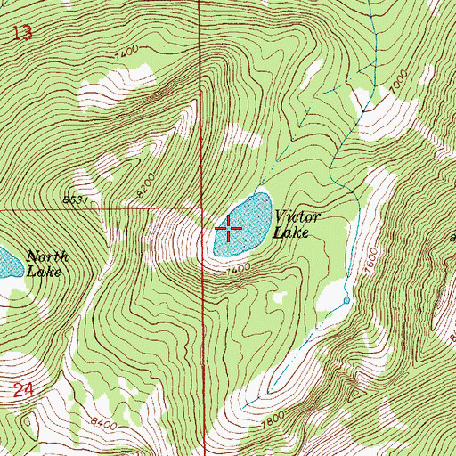 Topographic Map of Victor Lake, ID