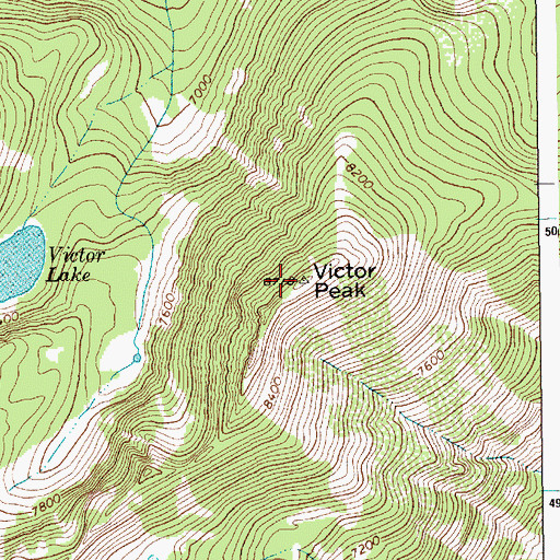 Topographic Map of Victor Peak, ID