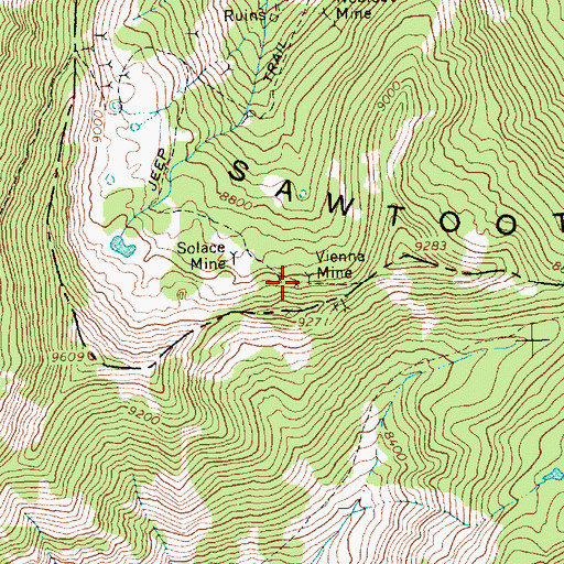 Topographic Map of Vienna Mine, ID