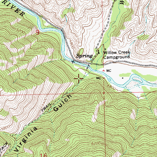 Topographic Map of Virginia Gulch, ID