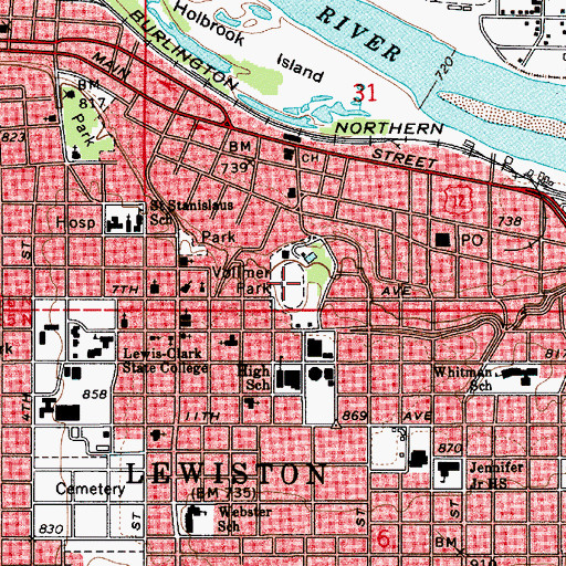 Topographic Map of Vollmer Park, ID
