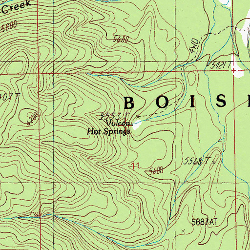 Topographic Map of Vulcan Hot Springs, ID