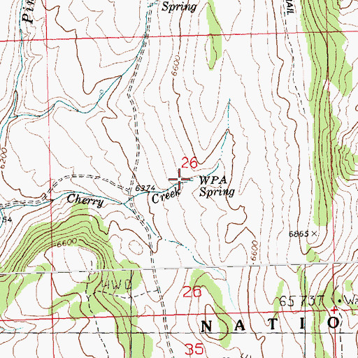Topographic Map of W P A Spring, ID