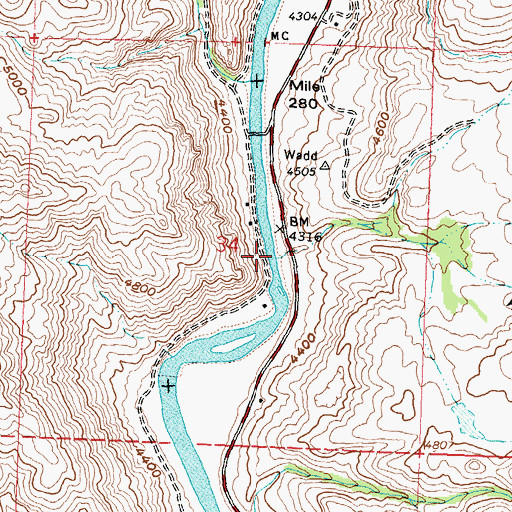 Topographic Map of Waddington Creek, ID