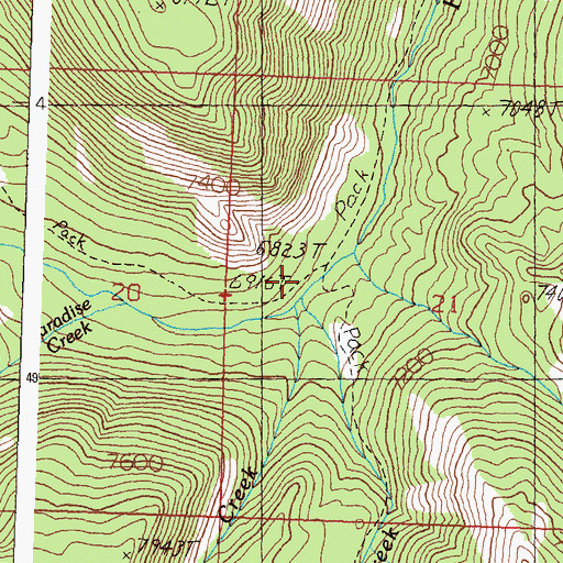 Topographic Map of Wade Creek, ID