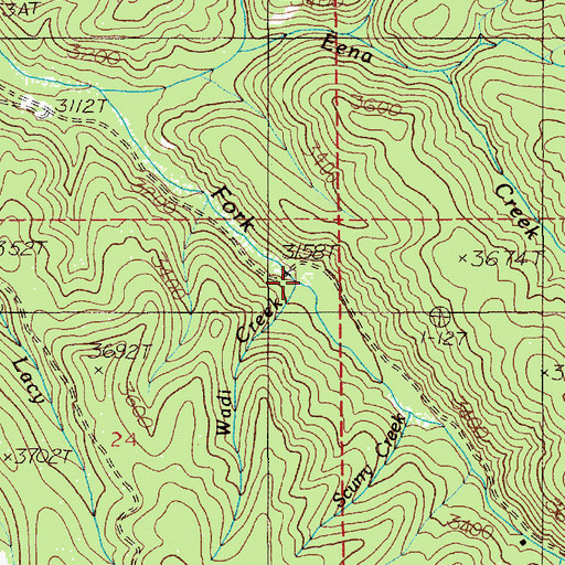 Topographic Map of Wadi Creek, ID