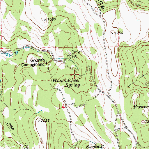 Topographic Map of Wagonwheel Spring, ID