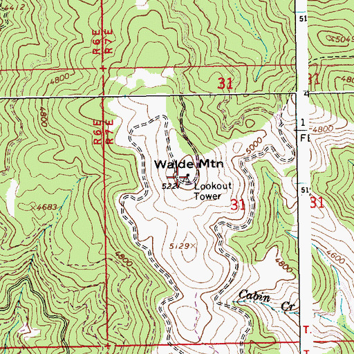 Topographic Map of Walde Mountain, ID