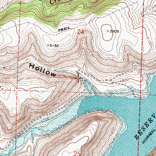 Topographic Map of Walker Hollow, ID