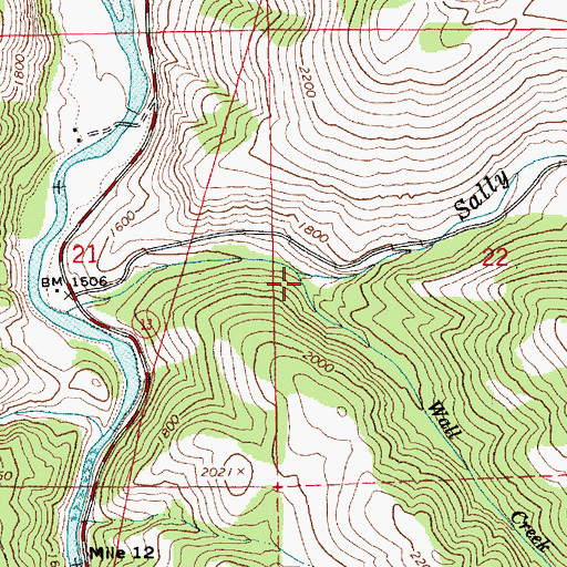 Topographic Map of Wall Creek, ID