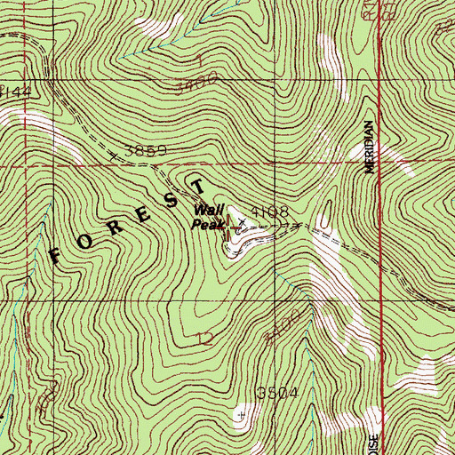 Topographic Map of Wall Peak, ID