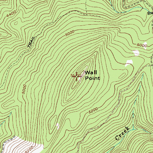 Topographic Map of Wall Point, ID