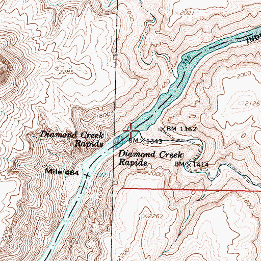 Topographic Map of Diamond Creek, AZ