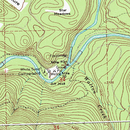 Topographic Map of Walton Creek, ID