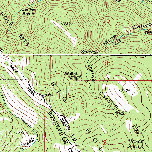 Topographic Map of Walton Mine, ID