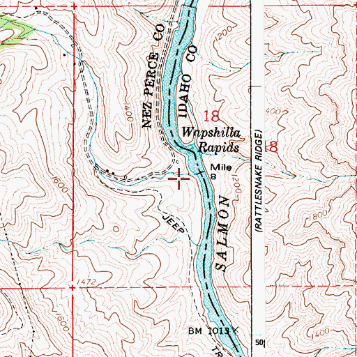 Topographic Map of Wapshilla Creek, ID