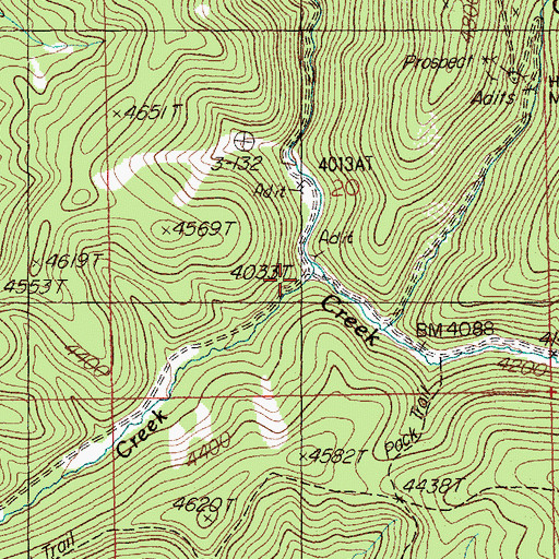 Topographic Map of Ward Creek, ID
